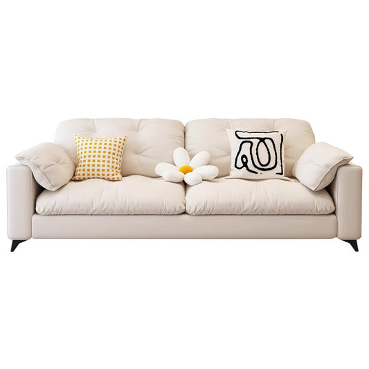 Easy-Clean Fabric Sofa Bed with Anti-Scratch Leather for Small Nordic Living Rooms