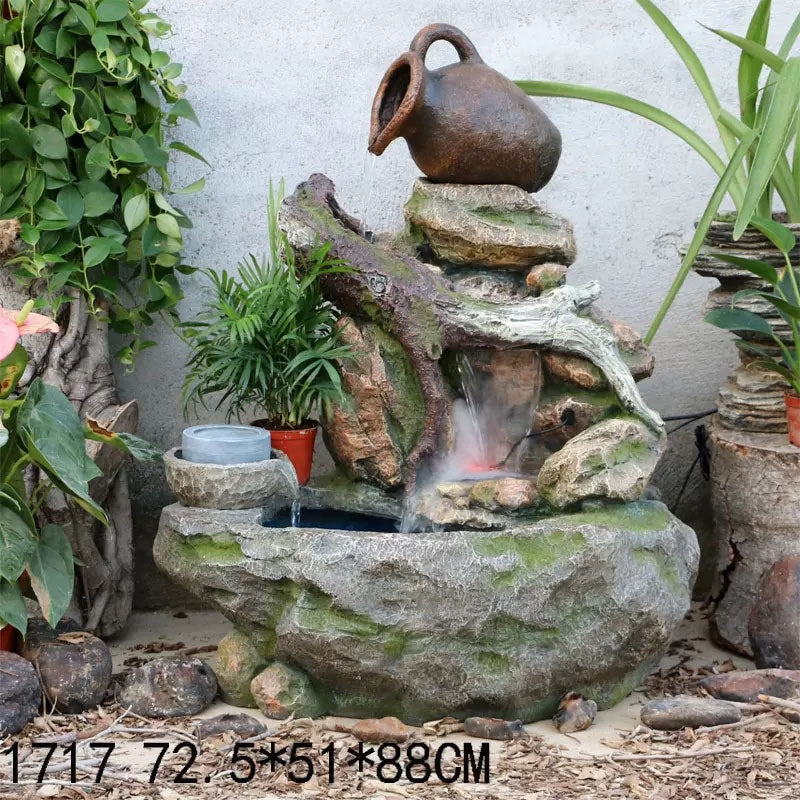 Rustic Garden Rockery Fountain with Fish Pond for Courtyard, Terrace & Balcony Decoration