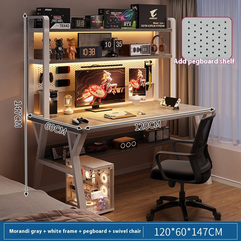 Computer Desk with Chair & Pegboard Bookshelf – All-in-One Home Office and Gaming Setup with Magnetic Hooks