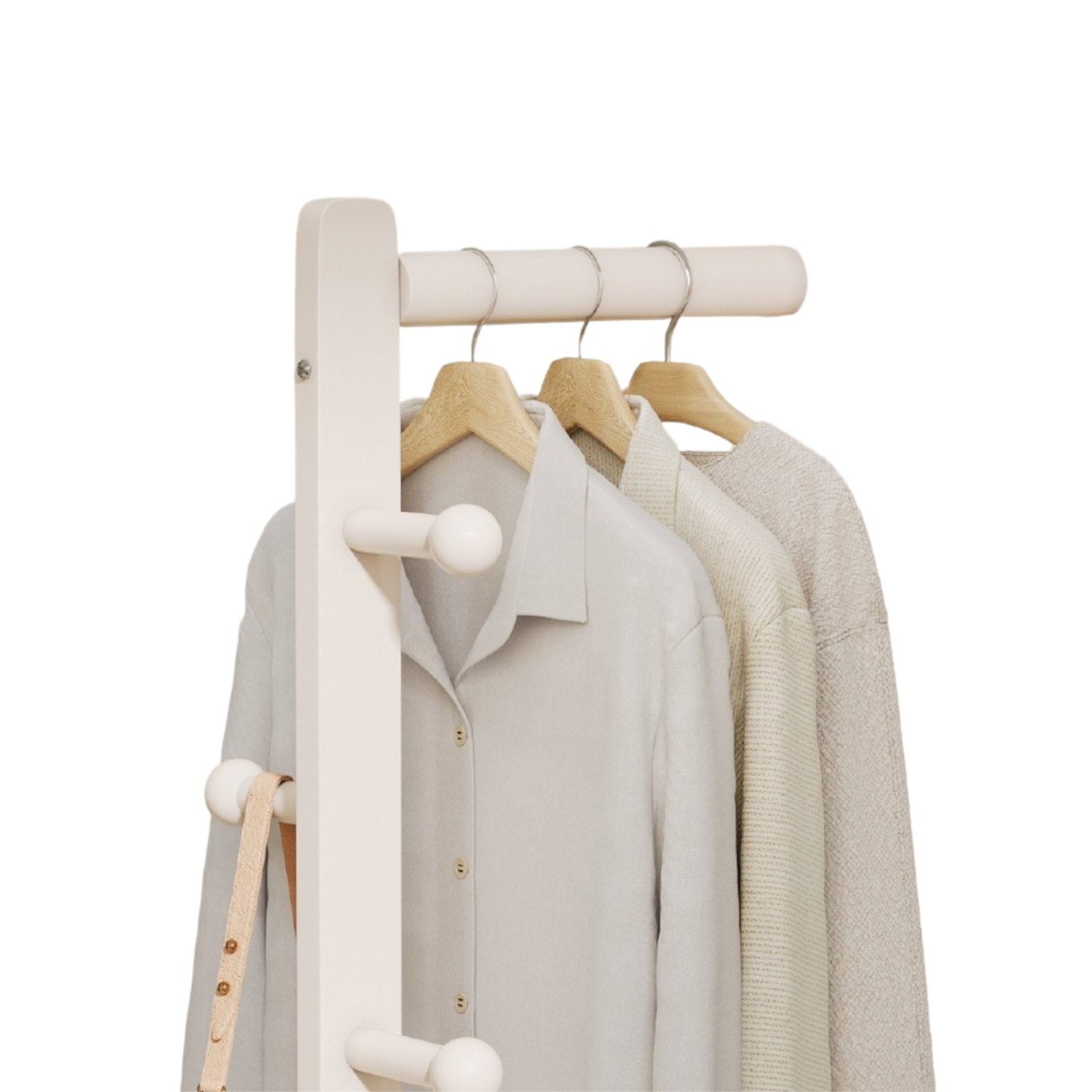 Rotating Full-Length Mirror with Coat Rack – Freestanding Dressing Mirror with Hooks and Wheels for Bedroom Use