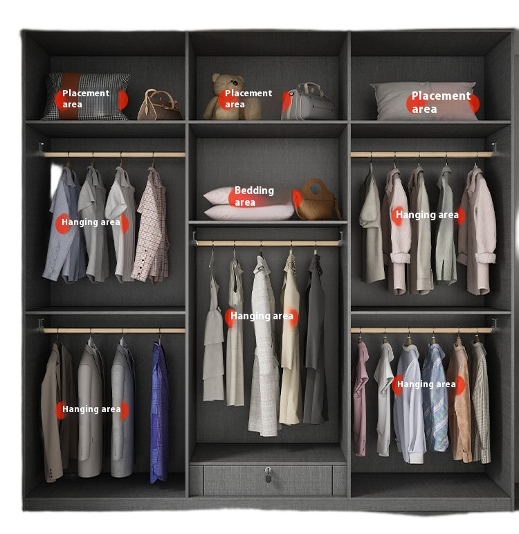 Solid Wood Wardrobe – Modern Eco-Board Closet for Small Bedroom Storage