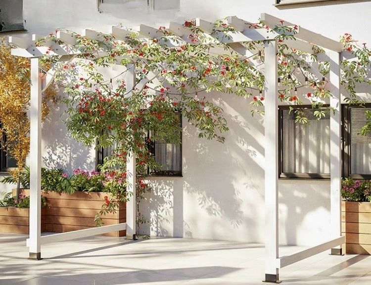 Outdoor Pergola & Trellis Pavilion in Treated Wood for Villa Garden & Courtyard Use