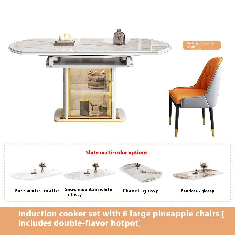 Cream Style Foldable Sintered Stone Dining Set for Small Modern Homes