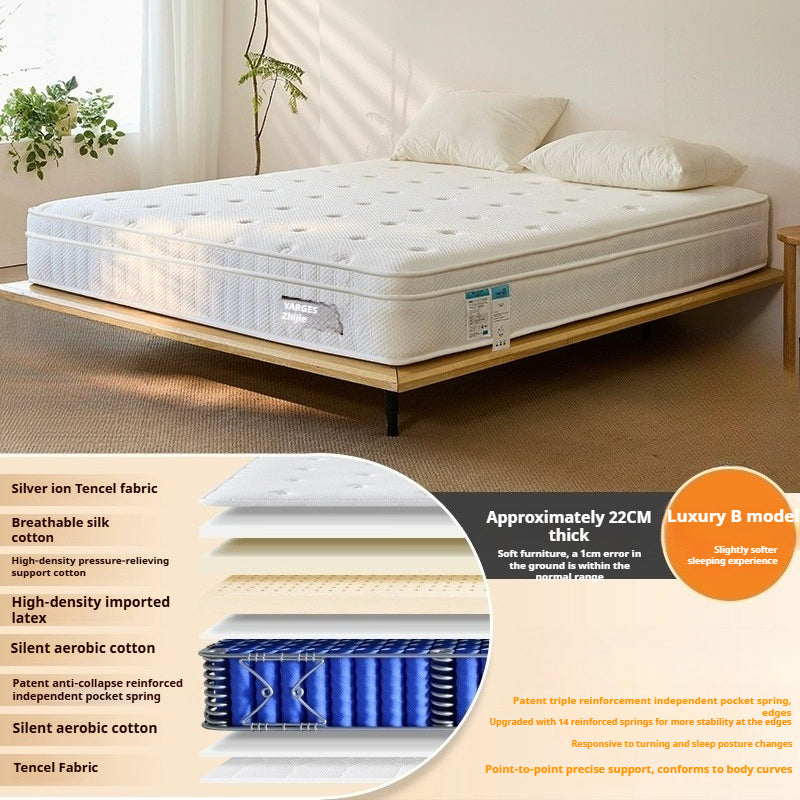 Dual-Firmness Hotel Mattress with Latex & Pocket Springs, Thick and Customizable