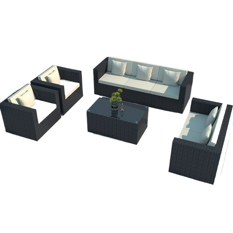 Outdoor Rattan Sofa Set 3-Seater Waterproof Lounge for Patio, Garden & Balcony