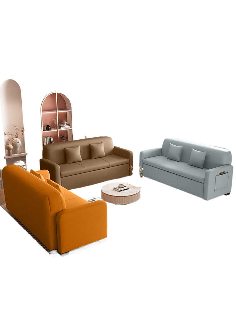 Cream-Style Tech Fabric Storage Sofa Bed with Easy-Clean Cover for Small Spaces