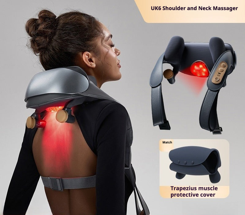 Automatic Neck & Shoulder Massager with Kneading, Tapping and Heat for Back and Waist Relief