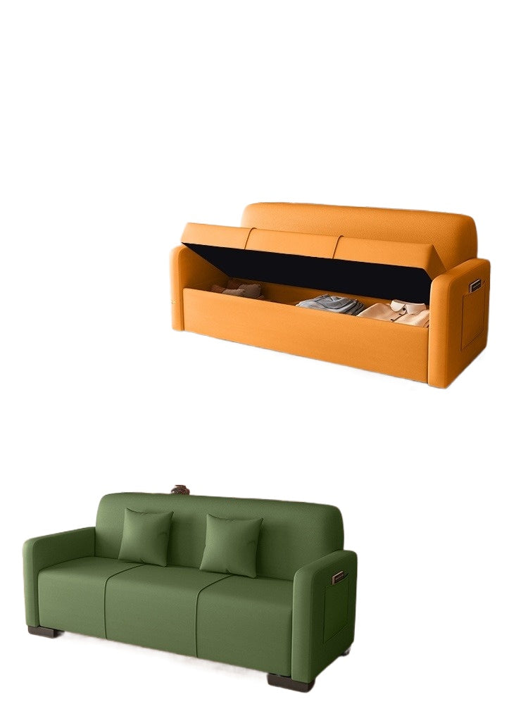 Cream-Style Tech Fabric Storage Sofa Bed with Easy-Clean Cover for Small Spaces