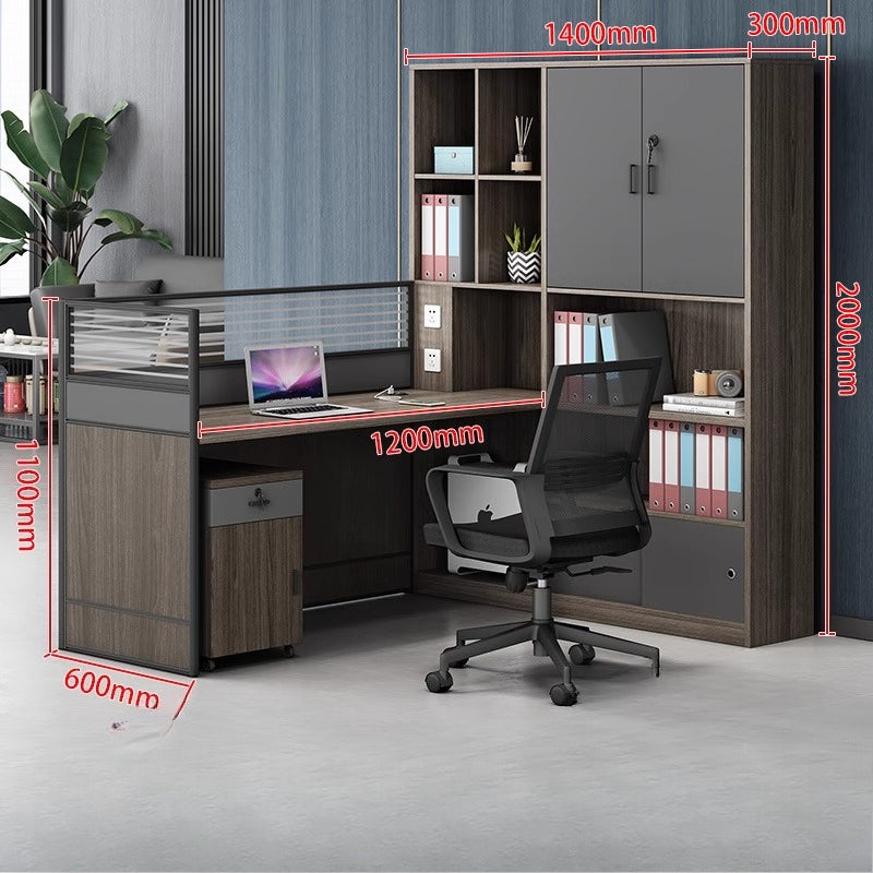 Office Desk & Chair Workstation Set with Storage Cabinet for 2/4-Person HR & Finance Teams