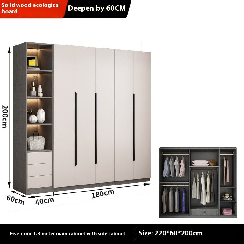 Solid Wood Wardrobe – Modern Eco-Board Closet for Small Bedroom Storage