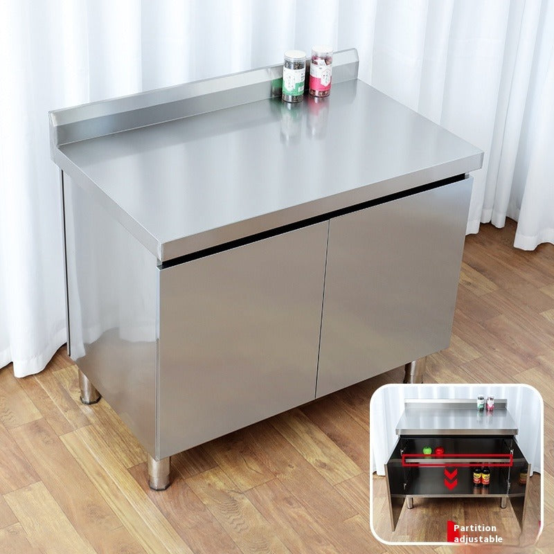 Stainless Steel Prep & Checkout Table – Integrated Sink, Workstation & Storage Cabinet for Kitchen or Retail Use