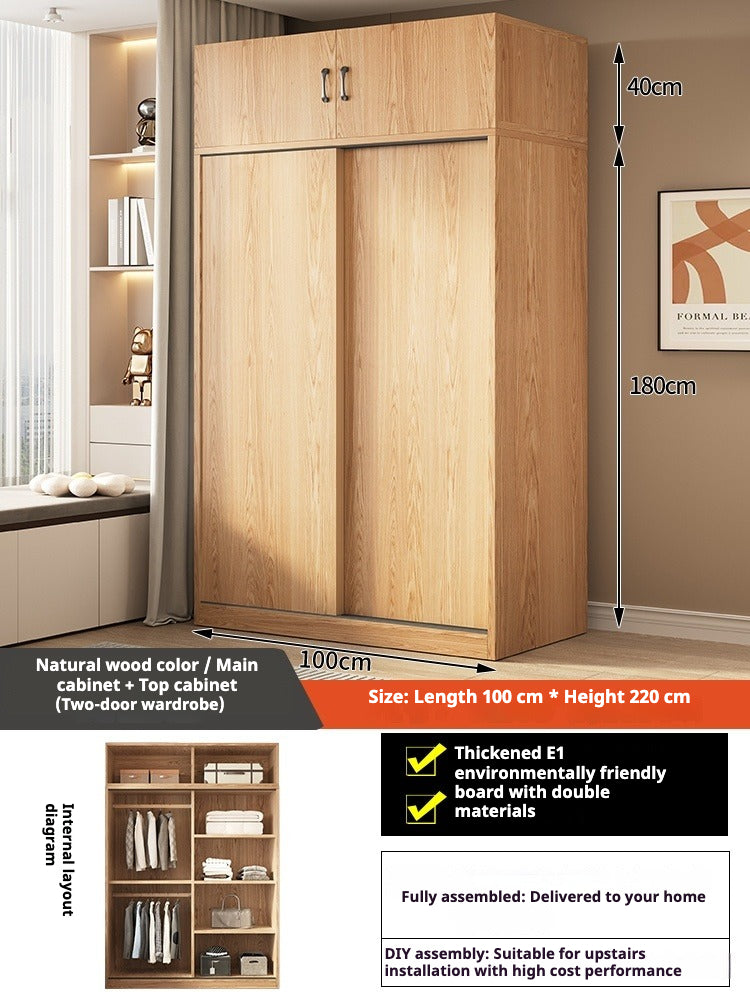 Sliding Door Wooden Wardrobe – Space-Saving Budget Closet for Small Bedrooms & Rental Homes