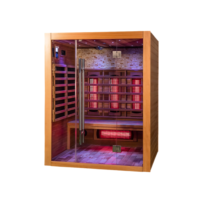 Wooden Infrared Sauna Room for One Person, Home Dry Steam Cabin for Full Body Detox