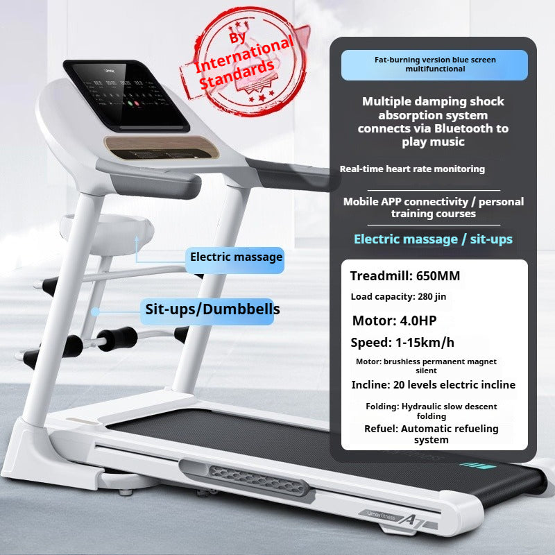 Compact Silent Foldable Treadmill with Incline for Home & Gym Use