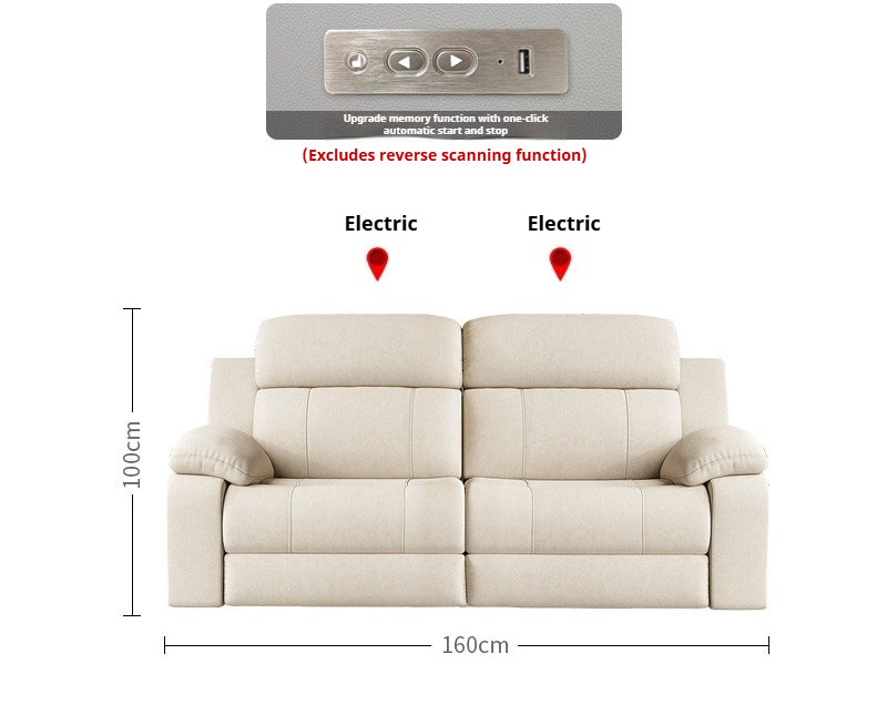 Zero-Wall Electric Reclining Leather Sofa with Ultra-Comfort Cushions for Modern Home Theater