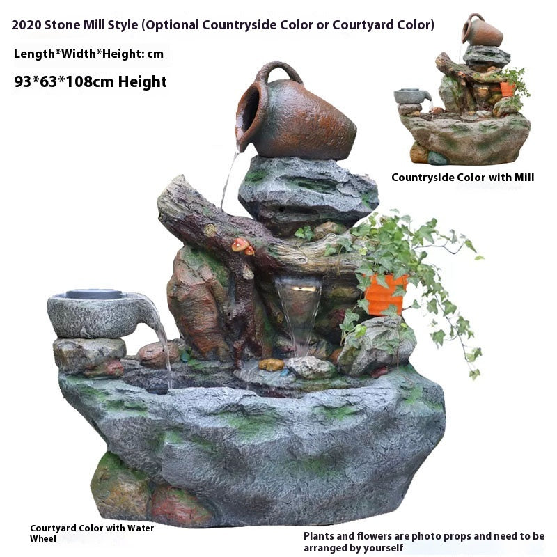 Rustic Garden Rockery Fountain with Fish Pond for Courtyard, Terrace & Balcony Decoration