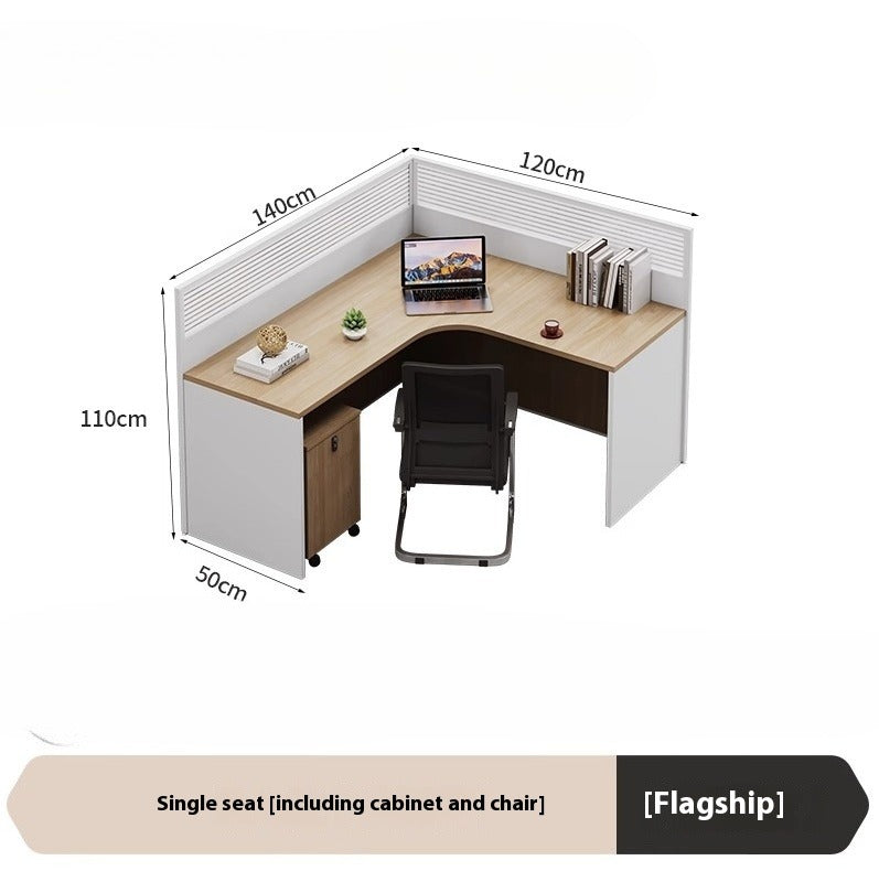 Cross-Shaped Office Workstation with Partition Panels & Desk Chair Set for Multiple Employees