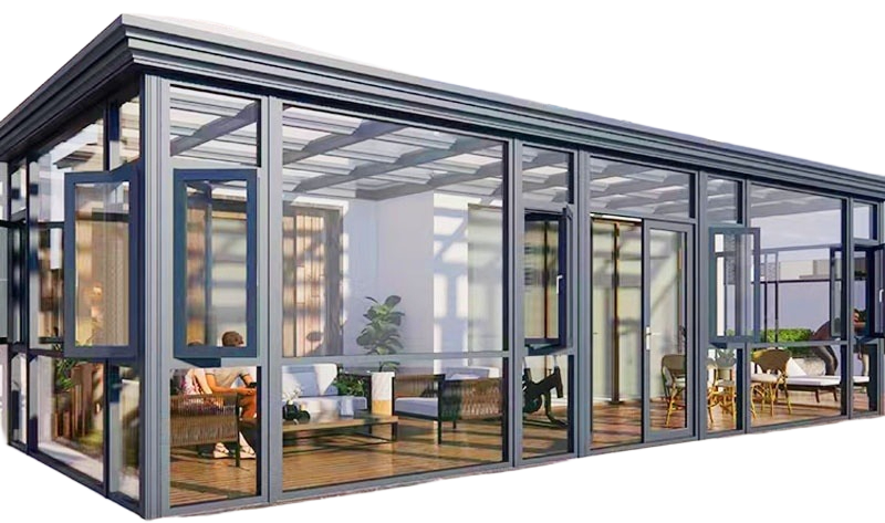 Aluminum Glass Sunroom with Tempered Glass & Thermal-Break Windows for Villa Balcony, Terrace & Garden
