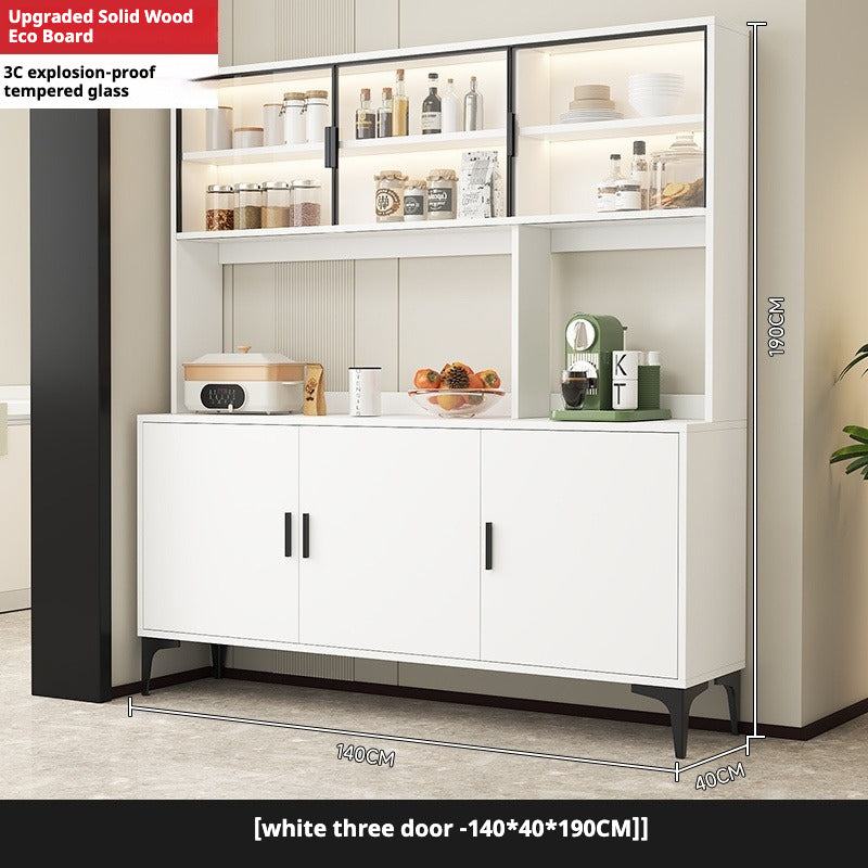 Solid Wood Sideboard Cabinet – All-in-One Wall-Mounted Tea & Storage Unit for Living Room or Kitchen