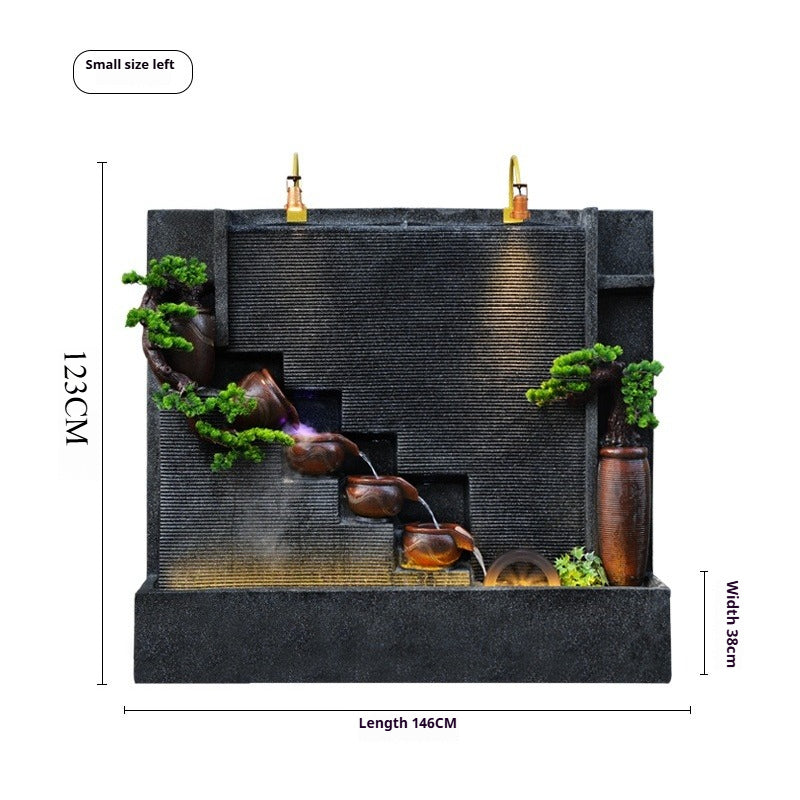 Rockery Waterfall Wall Fountain with Screen Feature for Villa Garden, Courtyard & Office Landscape Decor