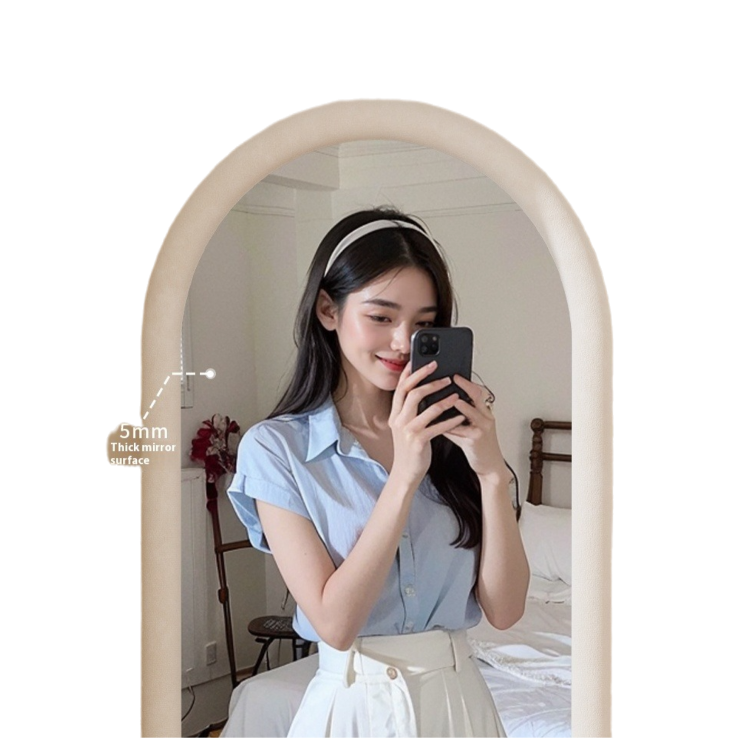 Aesthetic Full-Length Irregular Mirror – Wall-Mounted or Freestanding Dressing Mirror for Girls' Bedroom