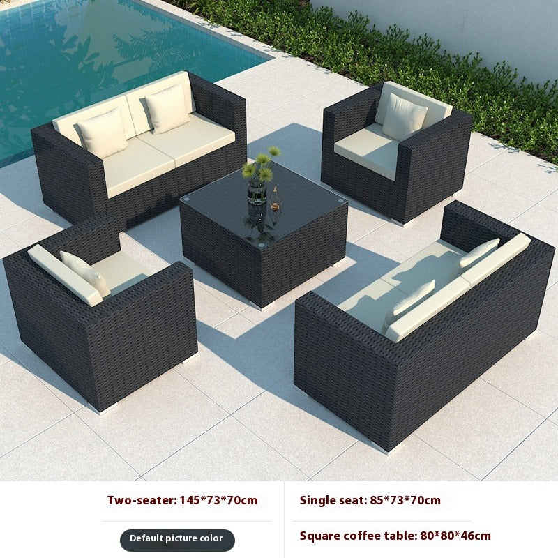 Outdoor Rattan Sofa Set 3-Seater Waterproof Lounge for Patio, Garden & Balcony