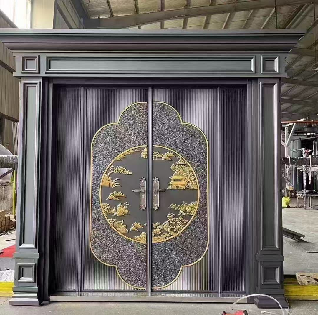 Zinc Alloy Double Swing Villa Door – Cast Aluminum Security Entry Gate for Rural Homes