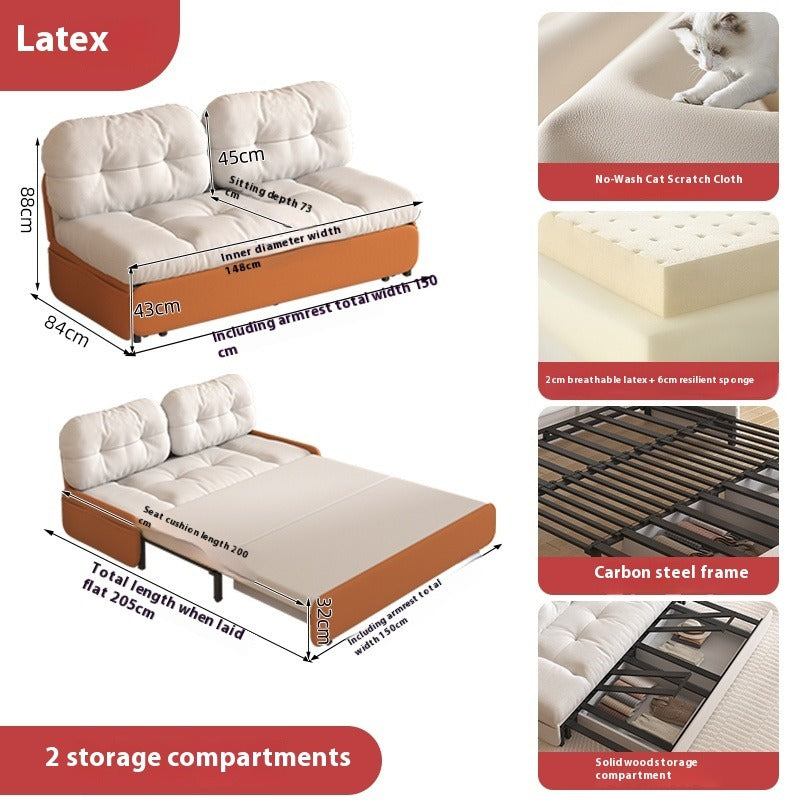 Cloud Sofa Bed with Pull-Out Storage for Small Living Rooms & Tatami Spaces