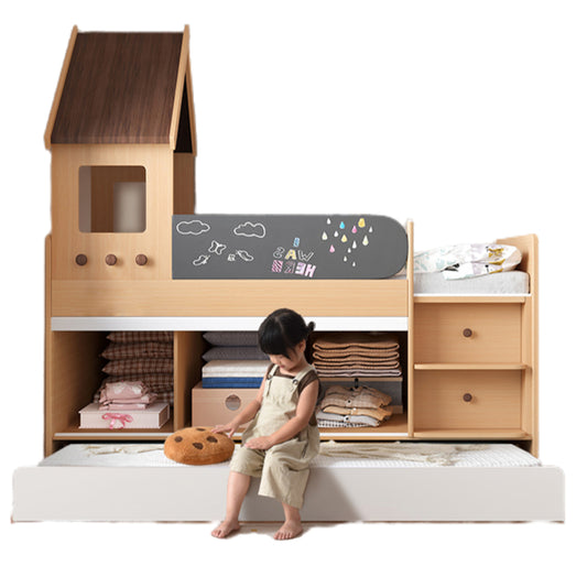 Elegant Kids' Bedroom Set with Pull-Out Desk and Storage Cabinet