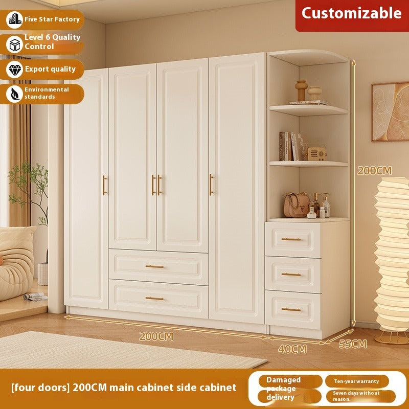 Custom Solid Wood Wardrobe – Cream-Style European Closet for Kids & Small Bedrooms