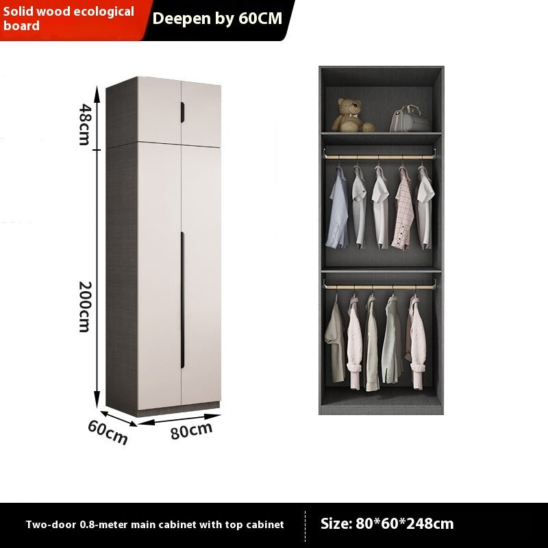 Solid Wood Wardrobe – Modern Eco-Board Closet for Small Bedroom Storage
