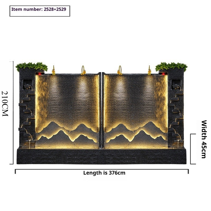 Rockery Waterfall Wall Fountain with Screen Feature for Villa Garden, Courtyard & Office Landscape Decor