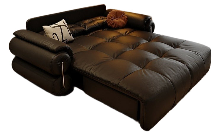 Elegant Coconut Palm Leather Electric Sofa Bed with Storage, Full Size, 166cm