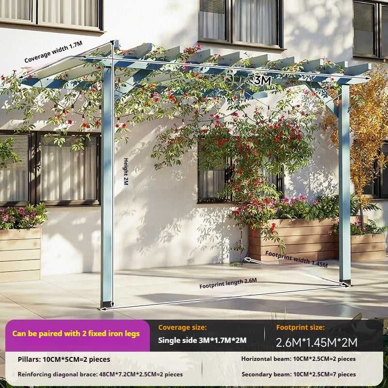 Outdoor Pergola & Trellis Pavilion in Treated Wood for Villa Garden & Courtyard Use