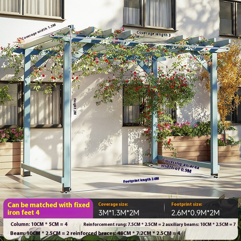 Outdoor Pergola & Trellis Pavilion in Treated Wood for Villa Garden & Courtyard Use