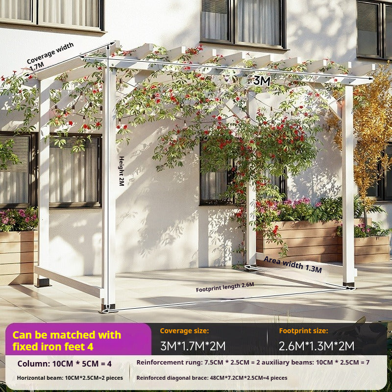 Outdoor Pergola & Trellis Pavilion in Treated Wood for Villa Garden & Courtyard Use