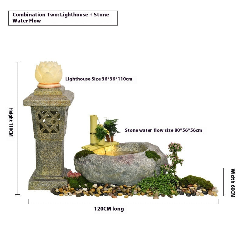 Rustic Garden Rockery Fountain with Fish Pond for Courtyard, Terrace & Balcony Decoration