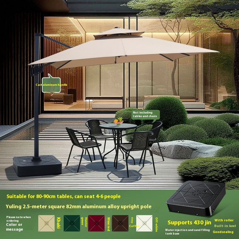 Commercial Garden & Market Parasol, Solar‑LED Light, Roman Style for Villa, Café, Balcony, Terrace