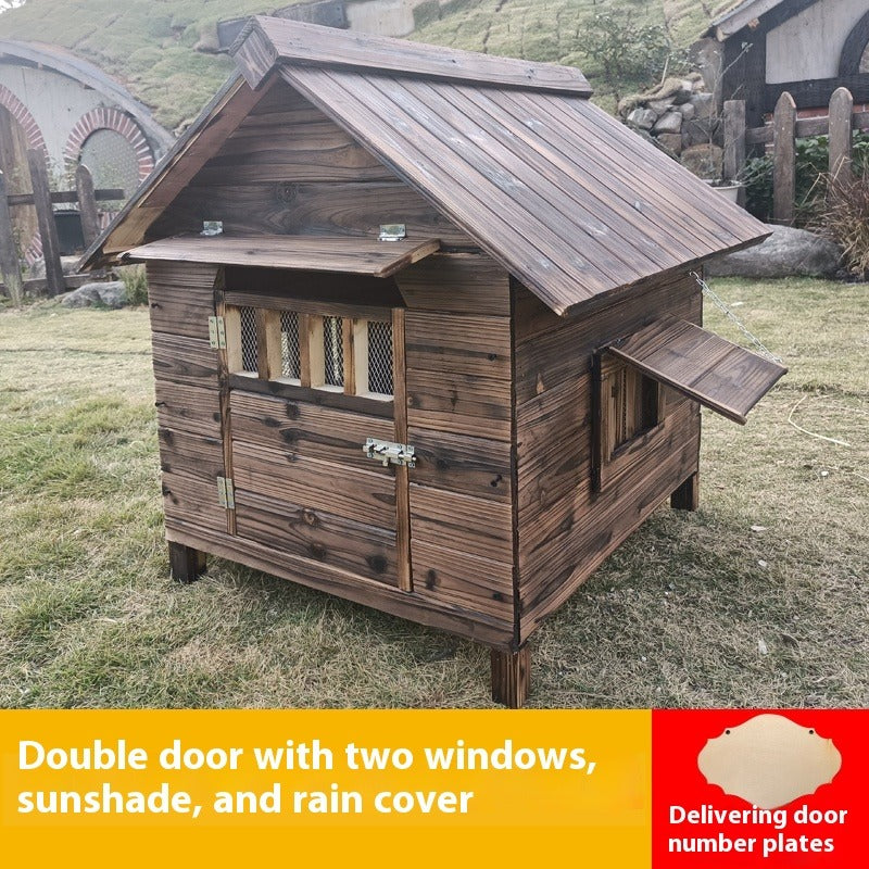 All-Season Wooden Outdoor Dog House – Waterproof Large Kennel for Big Dogs with Weather Protection