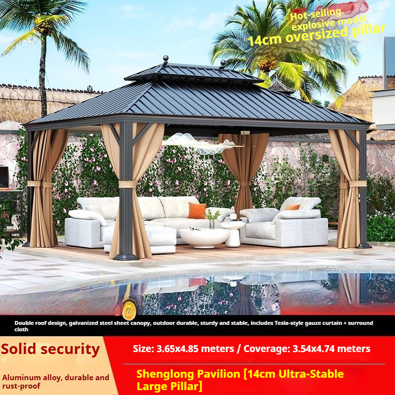 Outdoor Aluminum Gazebo for Patio Shade with Waterproof Canopy & Corner Posts