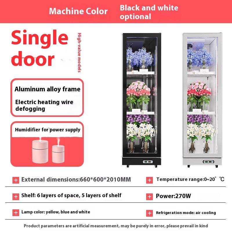 Commercial Flower Display Refrigerator - Frost-Free Cooling, High Clarity Glass, Anti-Fog System, Premium Flower Preservation Cabinet for Florists