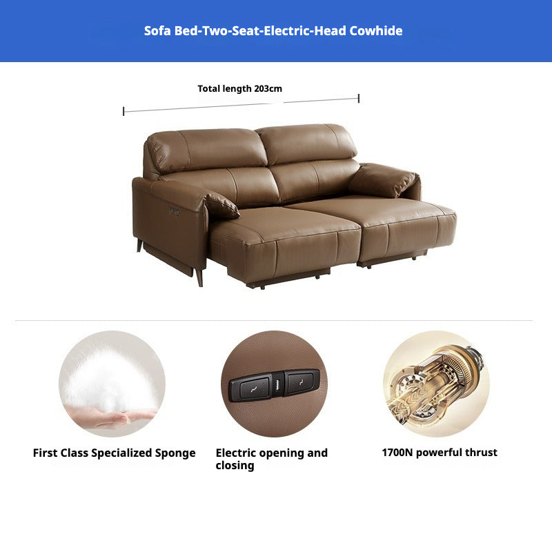 Italian Leather Electric Recliner – Smart Multi-Function Sofa Bed for Living Room Use