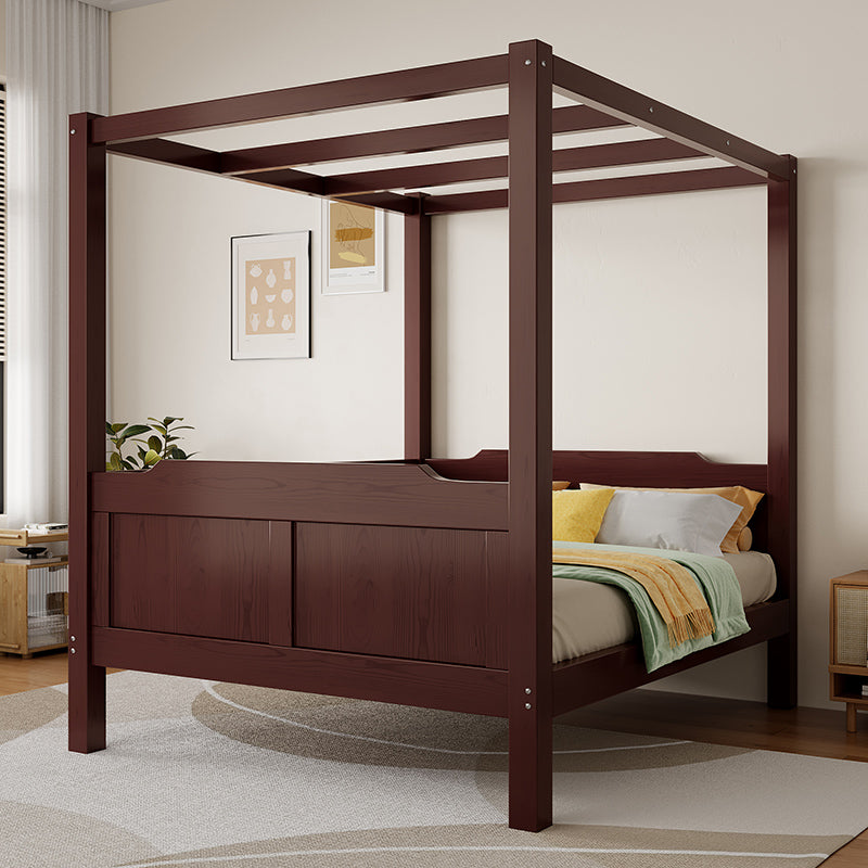 Custom Solid Wood Canopy Bed – 1.8M Modern Chinese-Style Four-Poster Double Bed for Master Bedroom or Guesthouse