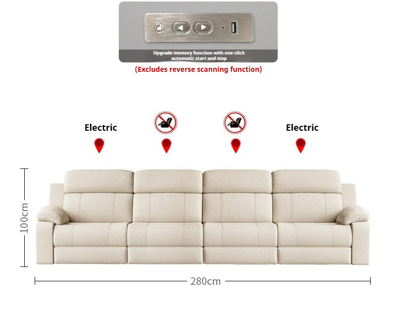 Zero-Wall Electric Reclining Leather Sofa with Ultra-Comfort Cushions for Modern Home Theater