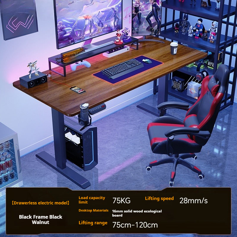Electric Height-Adjustable Desk Set – Carbon Fiber Gaming & Office Computer Desk with Chair for Home Use