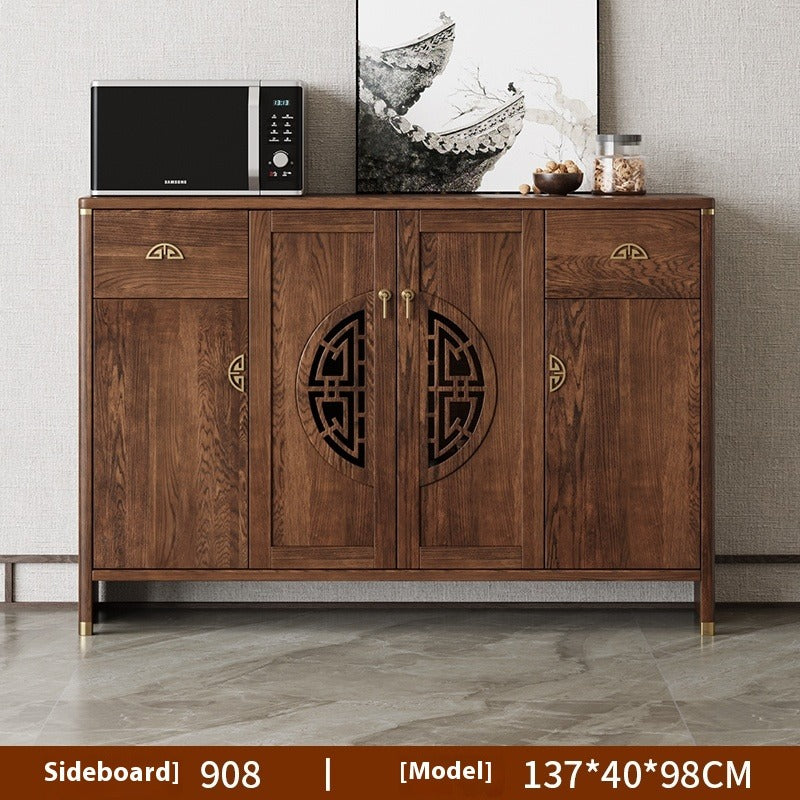 Solid Wood Sideboard – Tall All-in-One Tea & Wine Cabinet for Dining Room or Kitchen