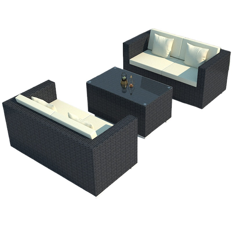 Outdoor Rattan Sofa Set 3-Seater Waterproof Lounge for Patio, Garden & Balcony