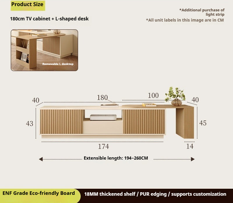 Adjustable Cream-Style TV Cabinet Set – Solid Wood Wall Unit with Tall Storage for Small Bedrooms