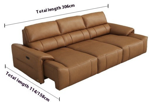 Elegant Midnight Black Faux Leather Reclining Sofa Bed with 3 Motorized Seats and Power Outlet