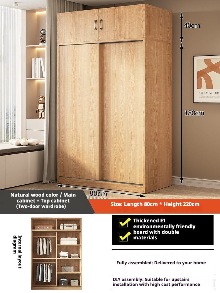 Sliding Door Wooden Wardrobe – Space-Saving Budget Closet for Small Bedrooms & Rental Homes